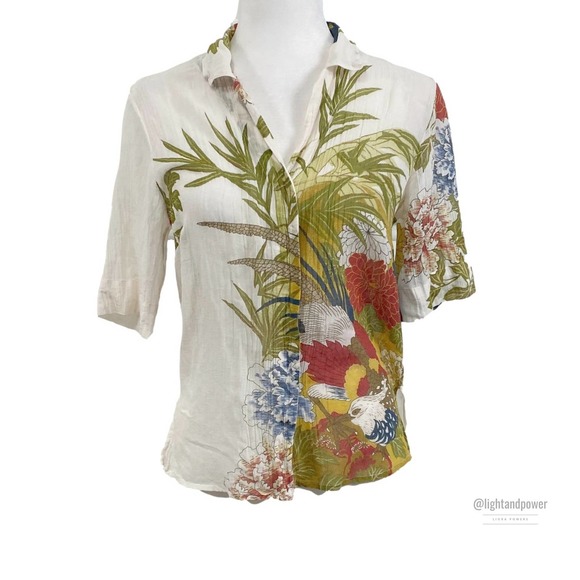 Citron Tops - Citron Santa Monica Silk Floral Button Down Blouse